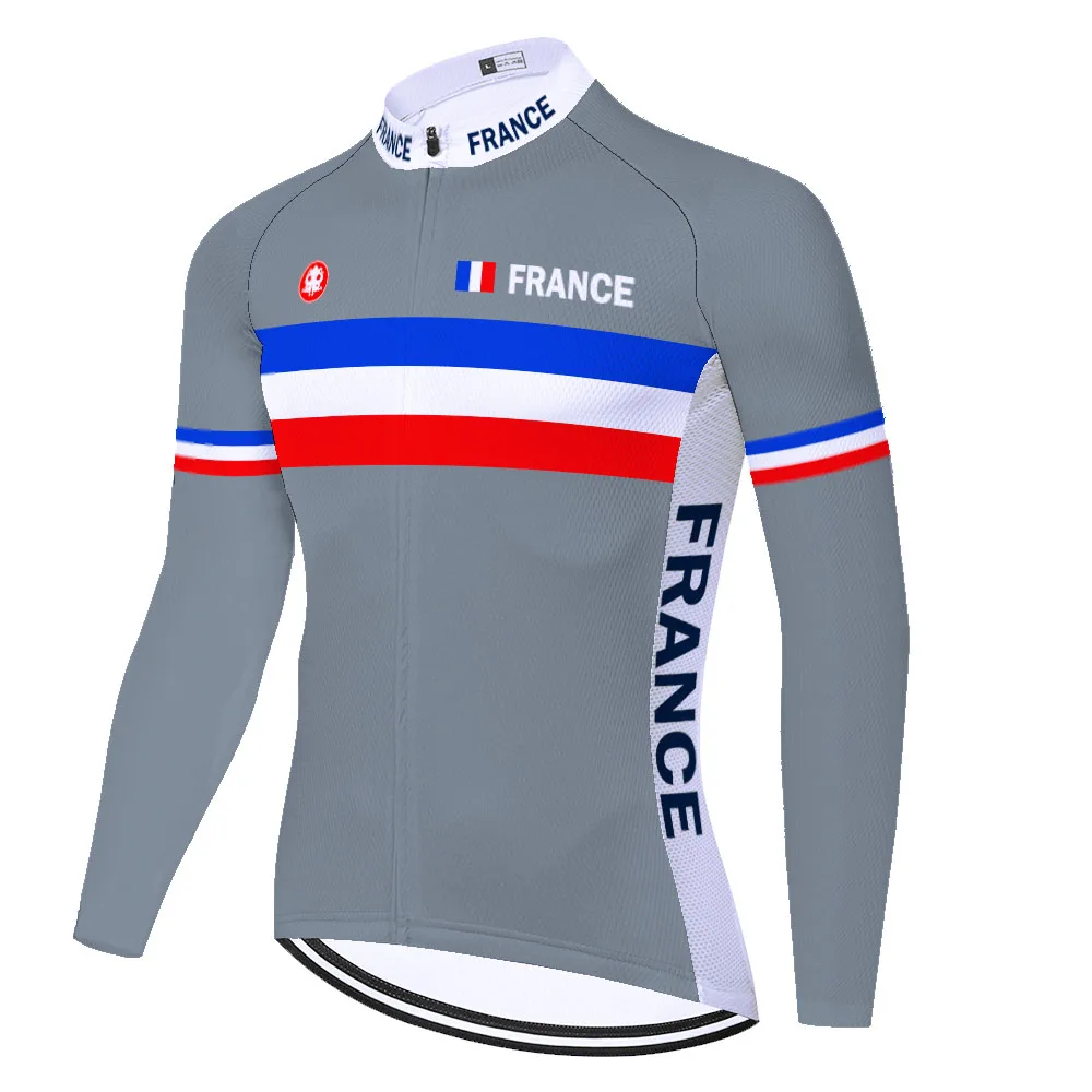 Франция Велоспорт Джерси Мужская одежда для горных велосипедов 2023 Осенняя Велосипедная одежда Длинные Велосипедные рубашки Дышащий Ropa Ciclismo Изображение 2