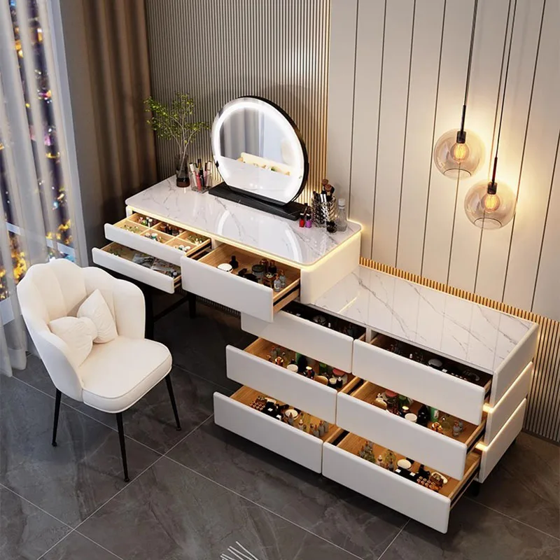 Современный Роскошный туалетный столик с выдвижными ящиками, Косметический столик для спальни, Органайзер Nordic, Туалетный столик с зеркалом, Мебель для спальни Meuble Изображение 1