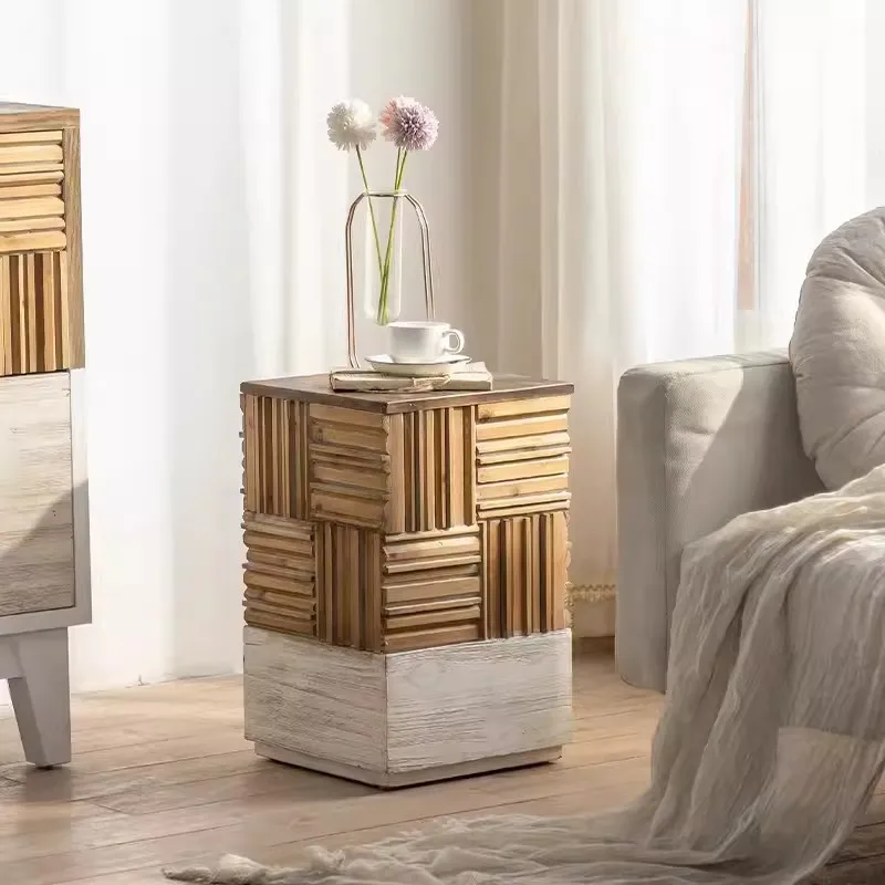 Винтажный Прикроватный столик из американского массива дерева, Креативные минималистичные промышленные Прикроватные столики, мебель для гостиниц Mesita De Noche Изображение 2