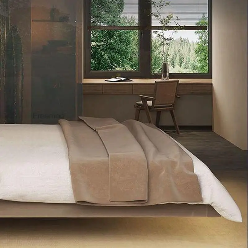 Современная мебель для спальни Подвесная кровать Мебель для дома из водонепроницаемой кожи Двуспальная кровать King Size со светодиодной подсветкой Queen Bed Изображение 5