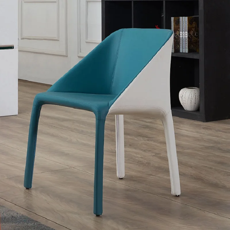 Современный роскошный минималистичный Кожаный обеденный стул для ресторана в скандинавском стиле для кабинета, модный повседневный стул Изображение 0