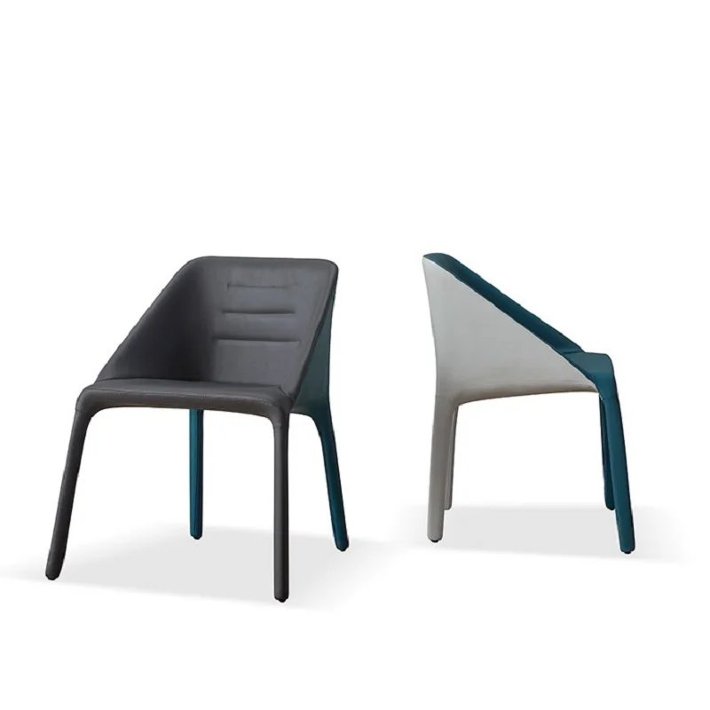 Современный роскошный минималистичный Кожаный обеденный стул для ресторана в скандинавском стиле для кабинета, модный повседневный стул Изображение 4