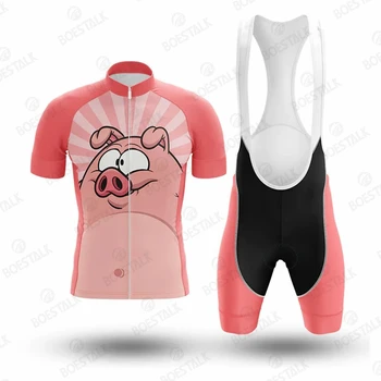 2023 мужская велосипедная одежда Pig Летняя Велосипедная Майка Piggy Road Race Bike Рубашка Костюм С коротким рукавом MTB Велосипедный нагрудник Шорты