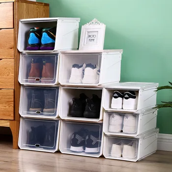 2023 Утолщенная прозрачная коробка для обуви Ящик для хранения обуви Бытовой выдвижной ящик для обуви дисплей для обуви пластиковый большой шкаф для обуви
