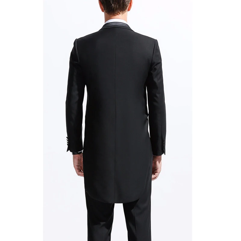 Черный свадебный мужской фрак, Двубортные мужские костюмы из 2 частей с остроконечным отворотом, пиджак и брюки на заказ 2023 Изображение 1