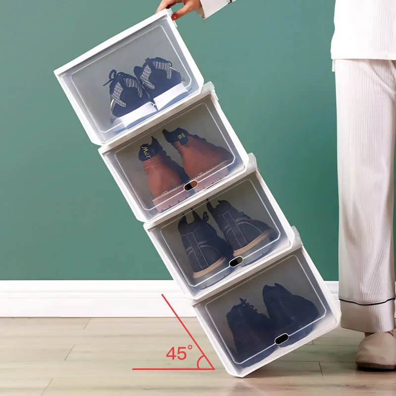 2023 Утолщенная прозрачная коробка для обуви Ящик для хранения обуви Бытовой выдвижной ящик для обуви дисплей для обуви пластиковый большой шкаф для обуви Изображение 2