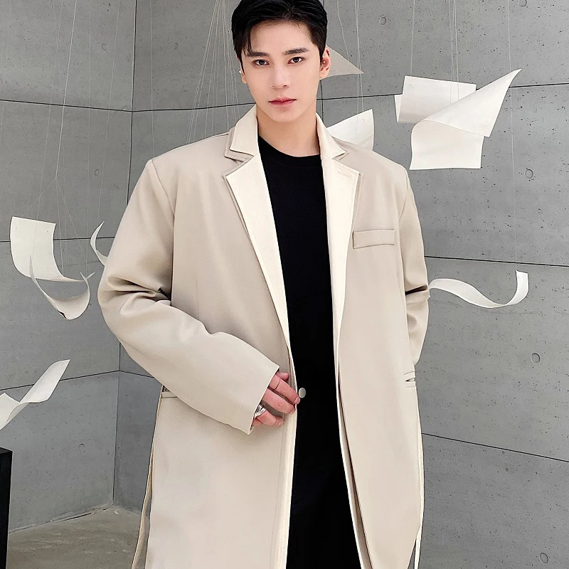 LUZHEN 2023, Индивидуальный дизайн двухслойного воротника, мужской костюм, Модное повседневное элегантное пальто из двух предметов в корейском стиле 3a03a7 Изображение 4