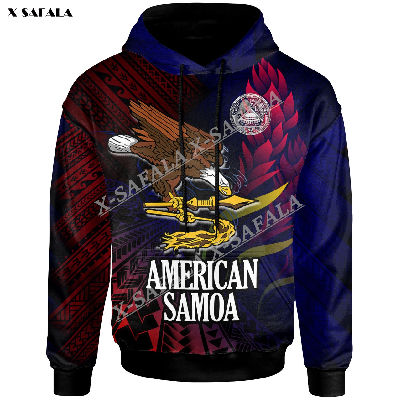 Печать Американского Самоа, Градиентный Орел, 3D принт, толстовка на молнии, Мужской пуловер, толстовка с капюшоном, Джерси, спортивный костюм, верхняя одежда, пальто Изображение 0