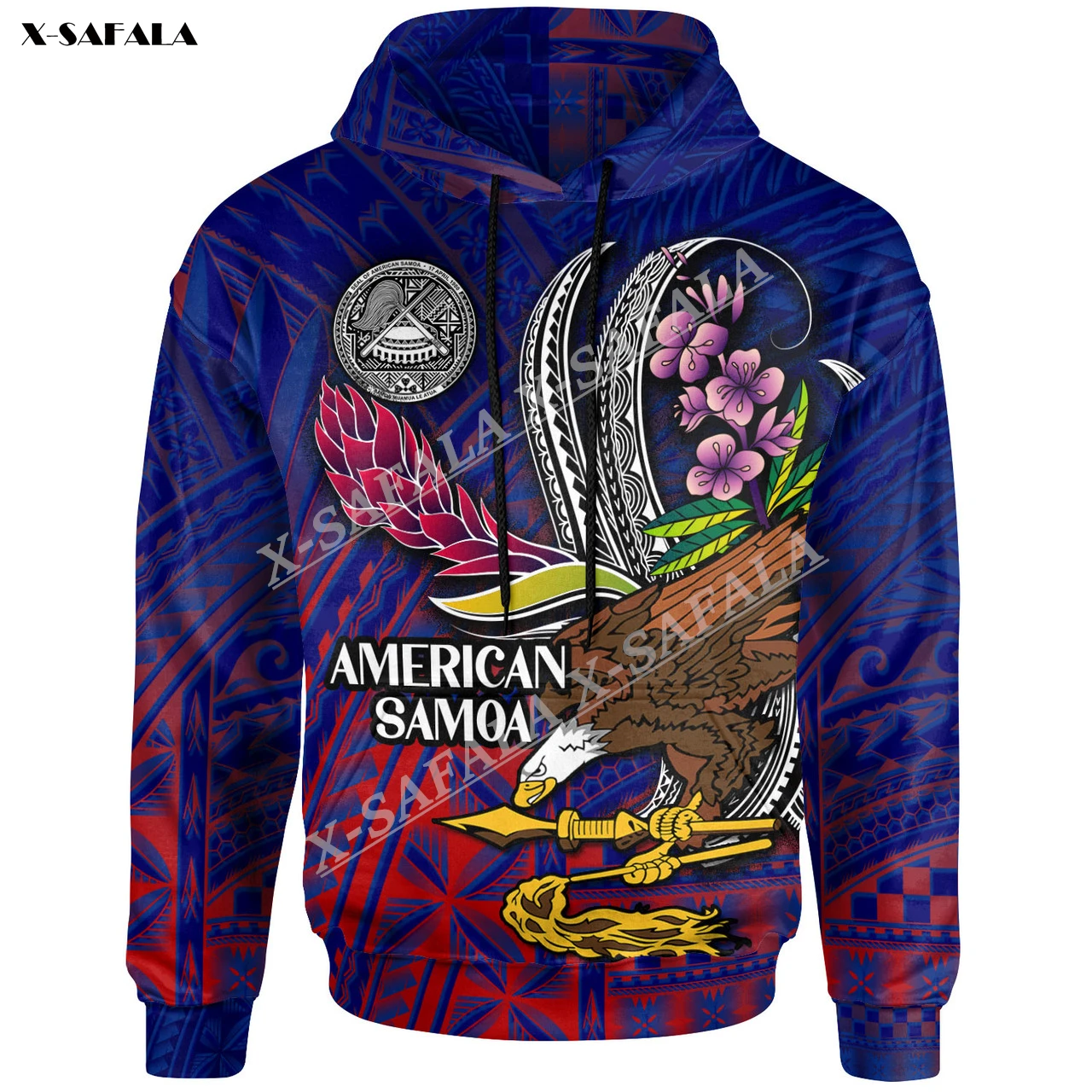 Печать Американского Самоа, Градиентный Орел, 3D принт, толстовка на молнии, Мужской пуловер, толстовка с капюшоном, Джерси, спортивный костюм, верхняя одежда, пальто Изображение 1