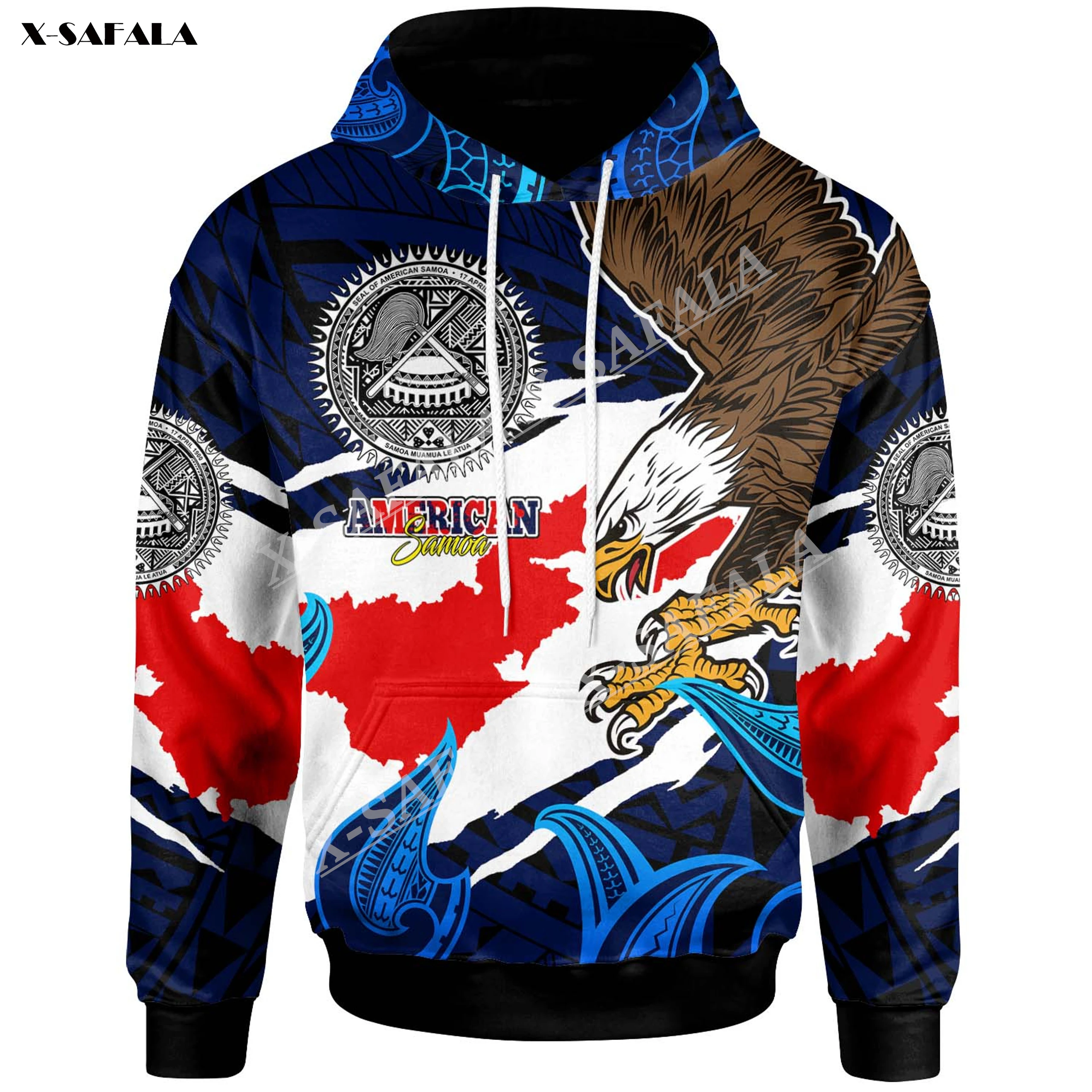 Печать Американского Самоа, Градиентный Орел, 3D принт, толстовка на молнии, Мужской пуловер, толстовка с капюшоном, Джерси, спортивный костюм, верхняя одежда, пальто Изображение 3