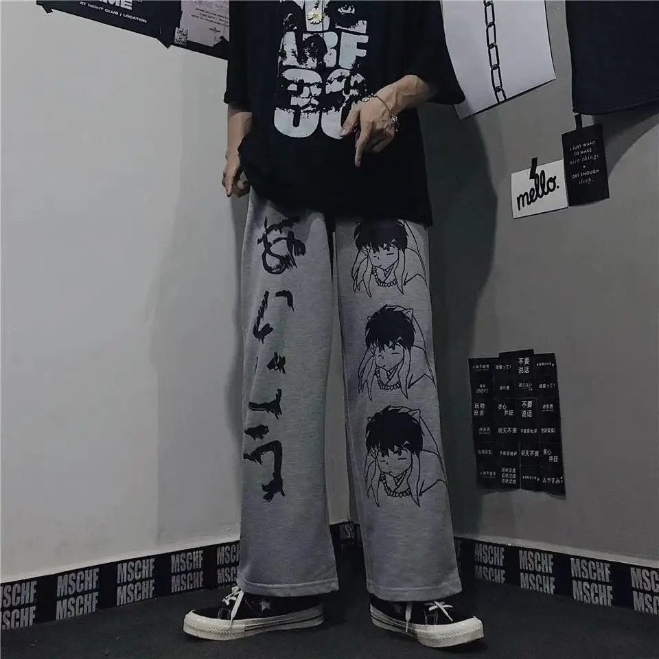Мужские брюки-карго, брюки большого размера с японскими хип-хоп комиксами, штаны для бега трусцой, мужская повседневная технологичная одежда, уличная одежда, спортивные брюки, тренировочные брюки Изображение 1