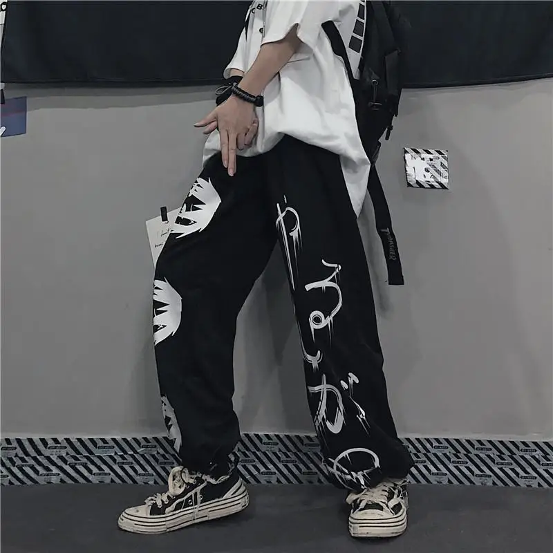 Мужские брюки-карго, брюки большого размера с японскими хип-хоп комиксами, штаны для бега трусцой, мужская повседневная технологичная одежда, уличная одежда, спортивные брюки, тренировочные брюки Изображение 3