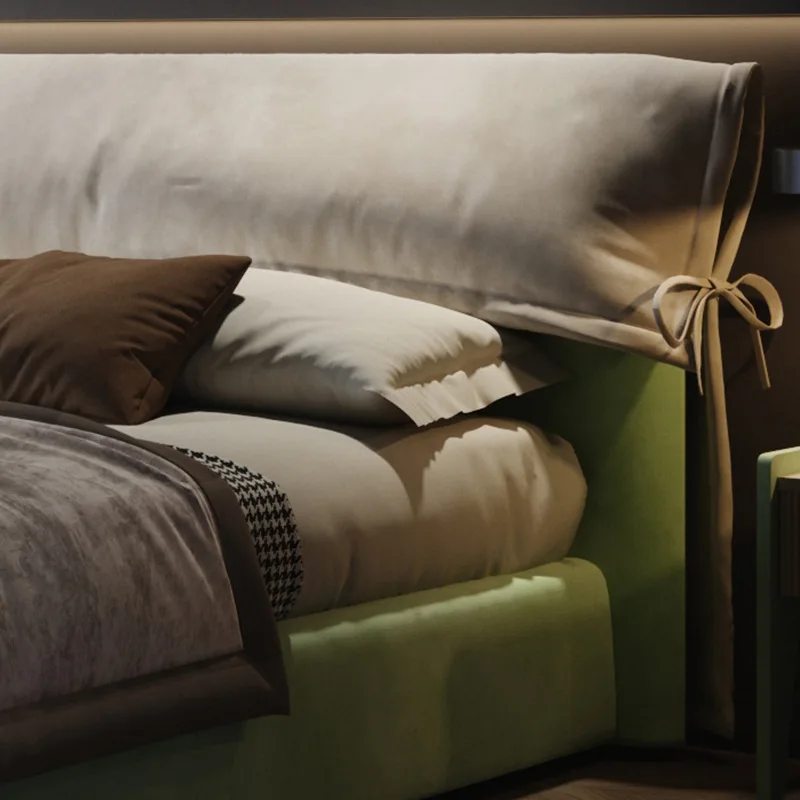 Легкая роскошная ткань в стиле матовой технологии двуспальная кровать в главной спальне дизайнерский высококачественный напольный мягкий мешок свадебная кровать 1,8 м Изображение 1