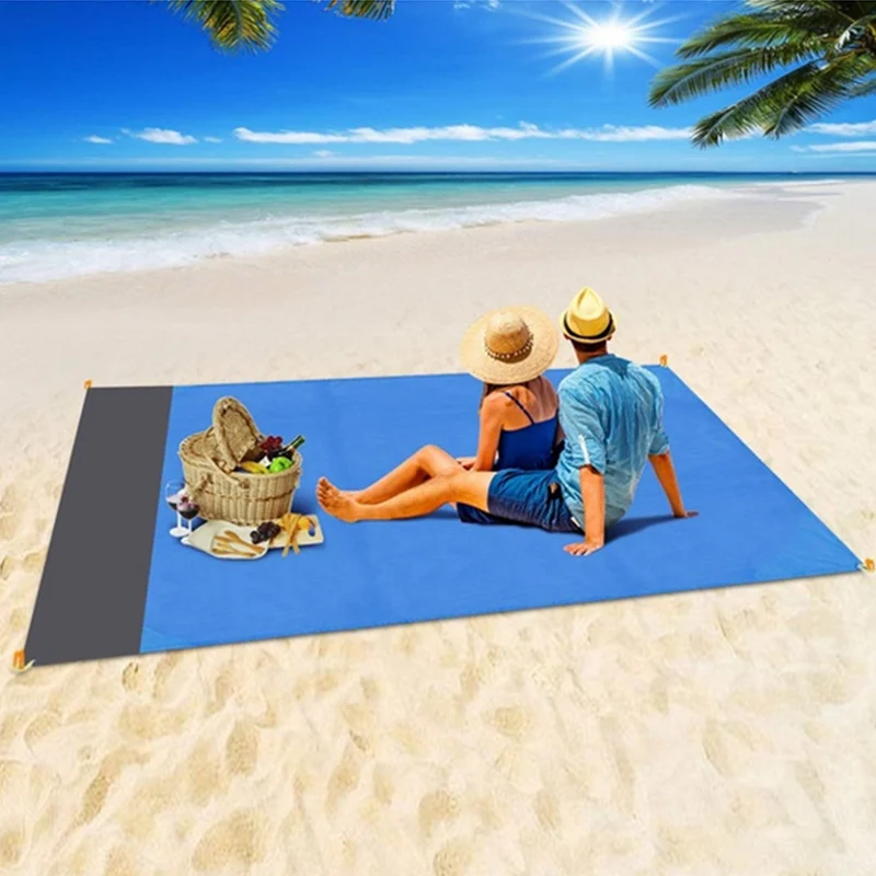 2x2,1 м Водонепроницаемое карманное пляжное одеяло, складной коврик для кемпинга, матрас, портативный легкий коврик, коврик для пикника на открытом воздухе, песчаный пляжный коврик Изображение 5