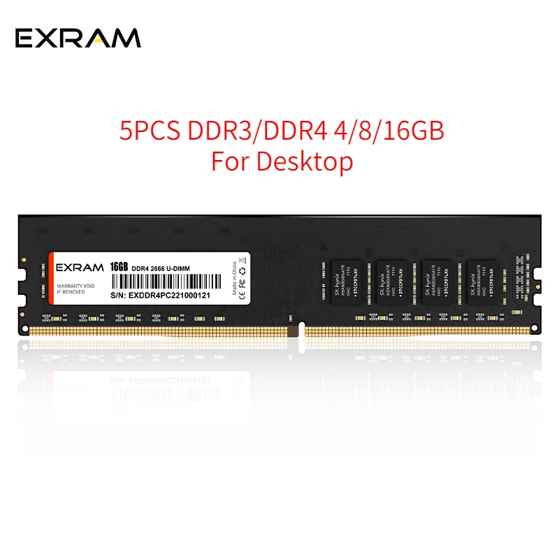 5ШТ EXRAM Memoria Ram DDR3 DDR4 Настольная Память ddr3 4 ГБ 8 ГБ 1333 1600 1866 МГц ddr4 2133 2400 2666 3200 МГц для Настольной Памяти Изображение 0