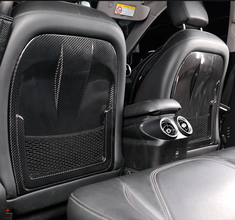 Аксессуары для интерьера автомобиля из углеродного волокна, чехол для спинки сиденья Alfa Romeo Giulia, липкий чехол для спинки сиденья из углеродного волокна Изображение 2