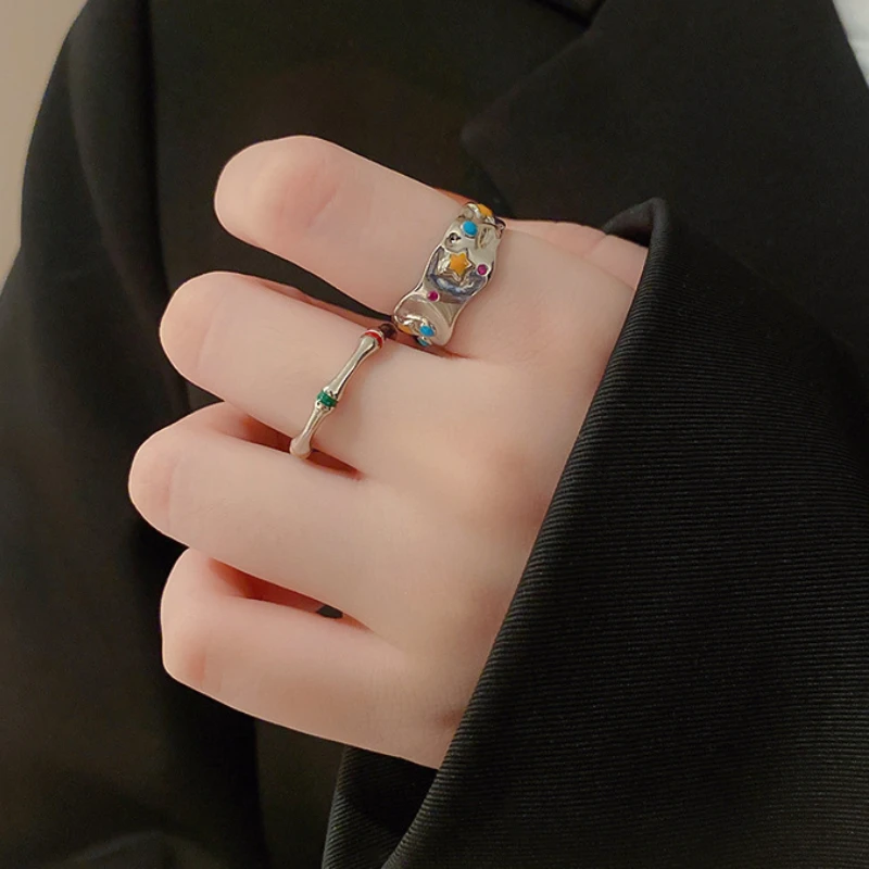 KAITIN Корейские роскошные кольца с масляными звездами для женщин, Индивидуальное кольцо-манжета на указательный палец, модные украшения, подарки для вечеринок Изображение 0
