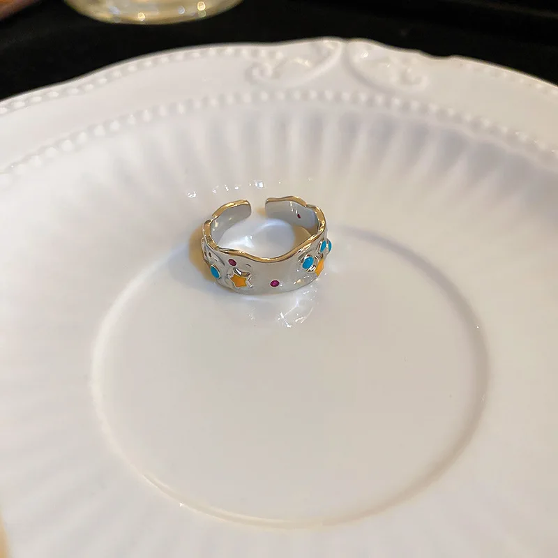 KAITIN Корейские роскошные кольца с масляными звездами для женщин, Индивидуальное кольцо-манжета на указательный палец, модные украшения, подарки для вечеринок Изображение 1