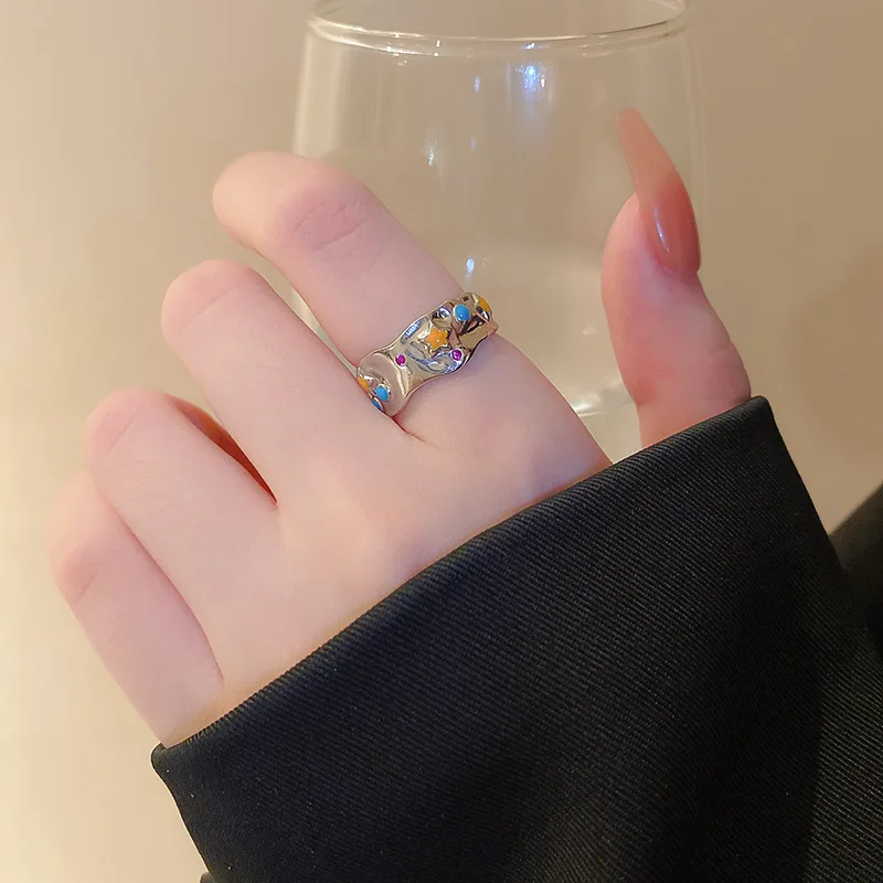 KAITIN Корейские роскошные кольца с масляными звездами для женщин, Индивидуальное кольцо-манжета на указательный палец, модные украшения, подарки для вечеринок Изображение 4