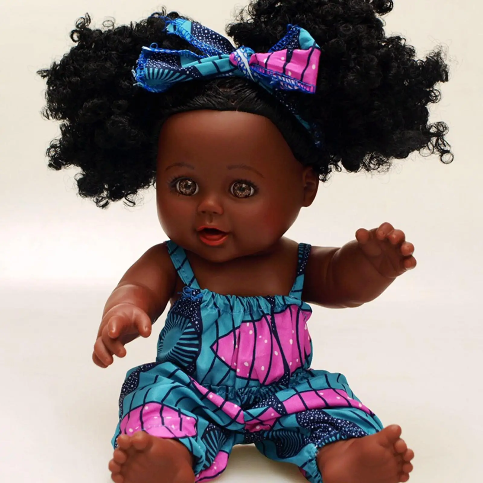 Кукла 30 см с вьющимися волосами, Черная кожа, повязка для волос, черные куклы в африканском стиле Изображение 1