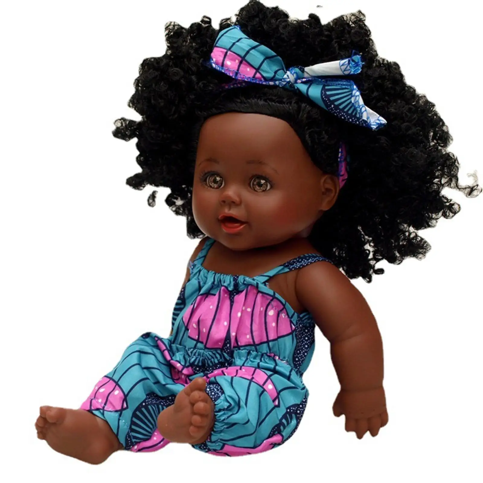 Кукла 30 см с вьющимися волосами, Черная кожа, повязка для волос, черные куклы в африканском стиле Изображение 2