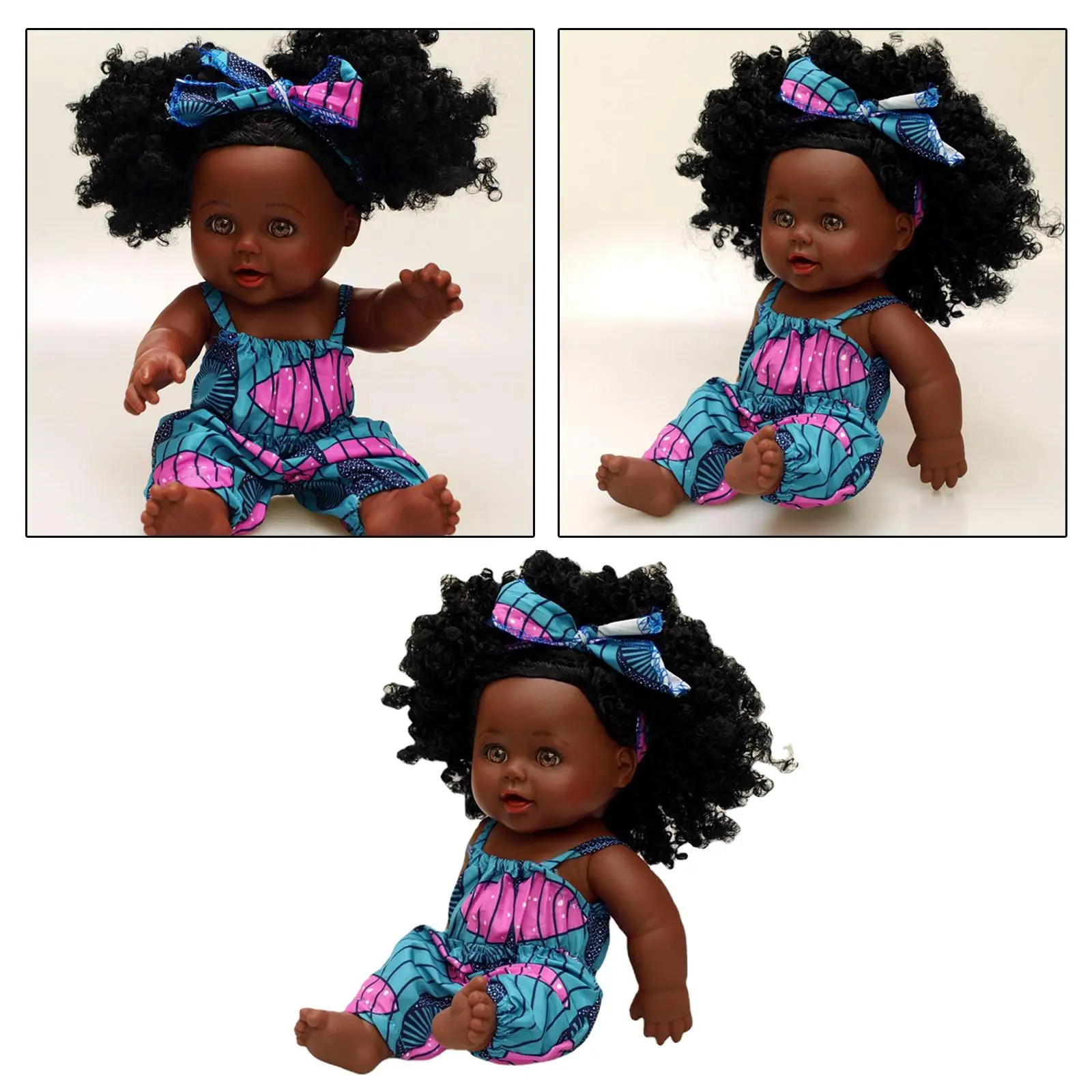 Кукла 30 см с вьющимися волосами, Черная кожа, повязка для волос, черные куклы в африканском стиле Изображение 4