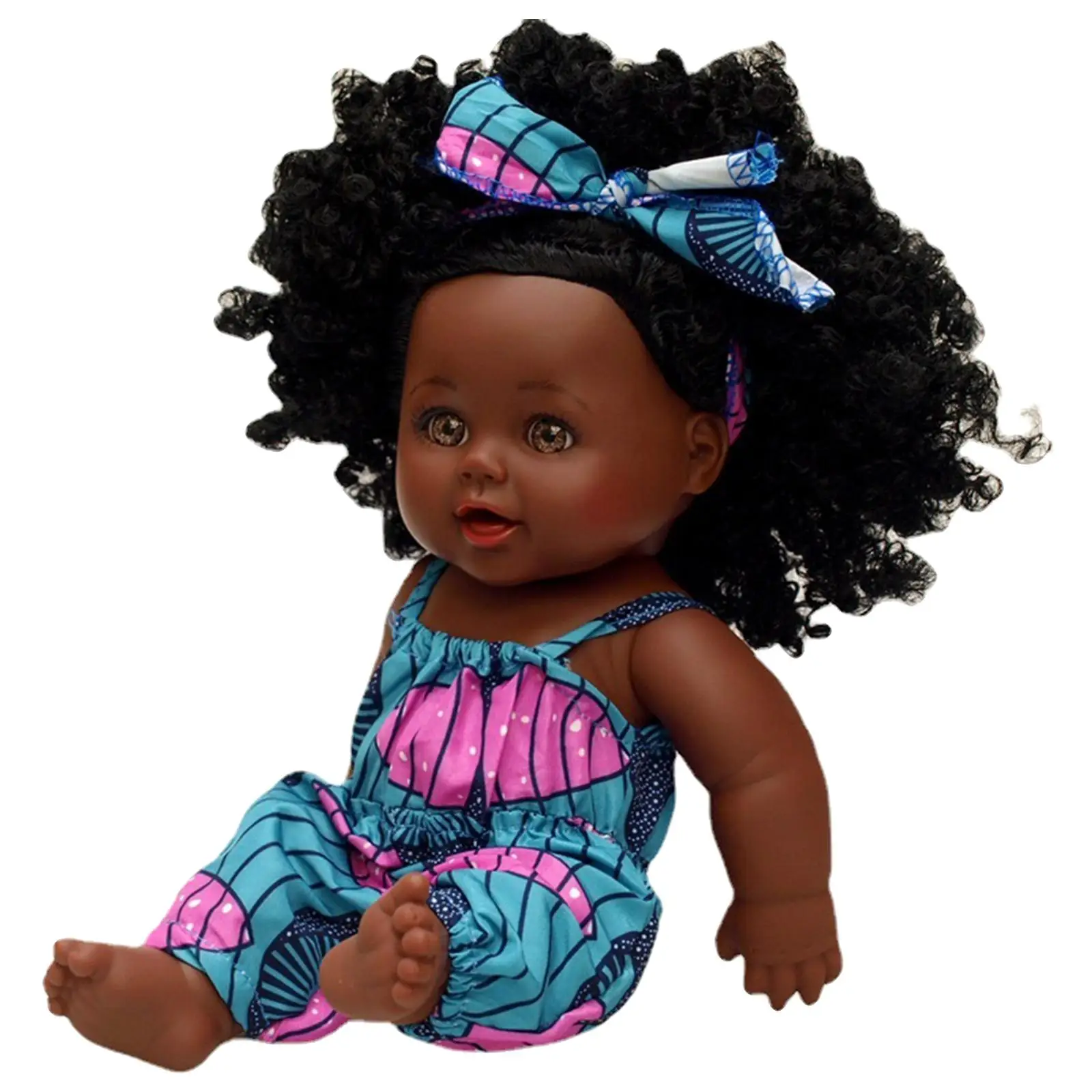 Кукла 30 см с вьющимися волосами, Черная кожа, повязка для волос, черные куклы в африканском стиле Изображение 5
