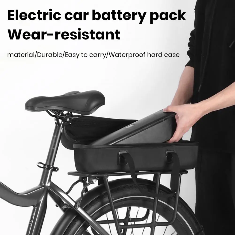 Сумка для хранения аккумулятора велосипеда с ручкой, водонепроницаемая, большой емкости, защита для хранения аккумулятора электровелосипеда, безопасная сумка для аксессуаров для велосипеда Изображение 3