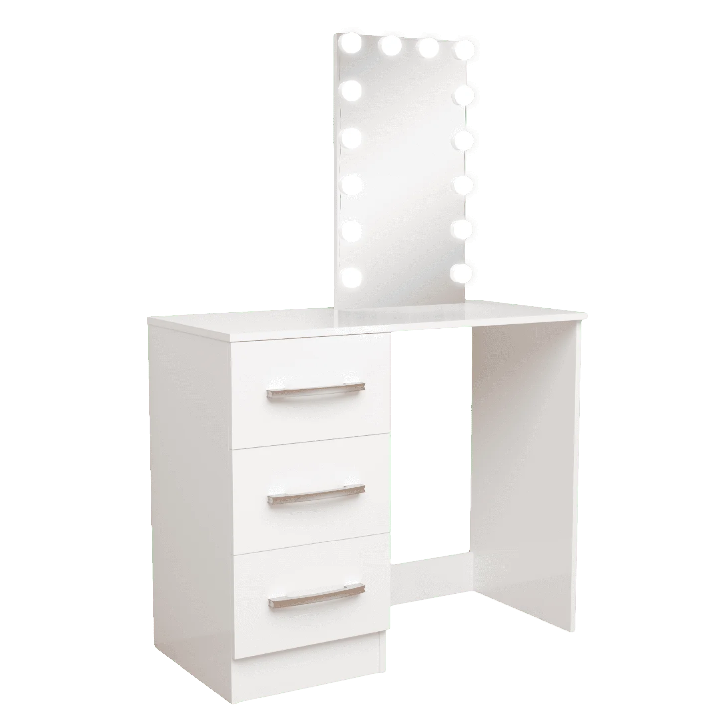 Современный туалетный столик Ember Interiors Ava, окрашенный в белый цвет, с подсветкой, для спальни Изображение 3