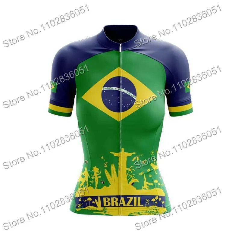 Бразильская Команда Новый Комплект Велосипедной Майки Летние Комплекты Велосипедной Одежды Женские Рубашки Carp Road Bike Костюм Велосипедный нагрудник Шорты MTB Maillot Изображение 3