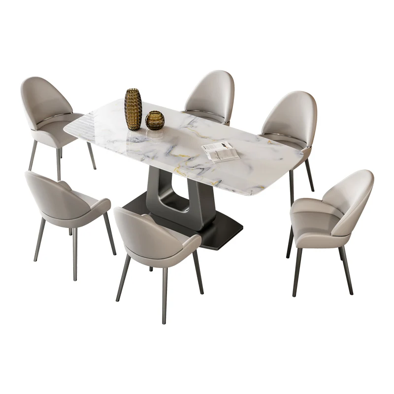 Легкий Обеденный стол из Суперкристаллического камня в Роскошном стиле Современная комбинация Обеденного стола и стула для гостиной Высокого класса Изображение 5