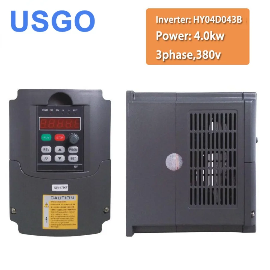 USGO Частотно-регулируемый привод VFD мощностью 4 кВт VFD Инвертор 3HP 380v Регулятор частоты вращения шпинделя двигателя Изображение 1