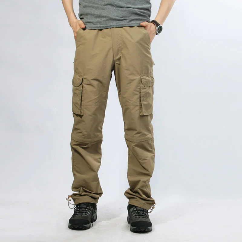 ICPANS Повседневные брюки Свободные быстросохнущие Мужские карго цвета Хаки, Водонепроницаемые Летние Армейские Зеленые Тактические мужские брюки в стиле милитари Изображение 1