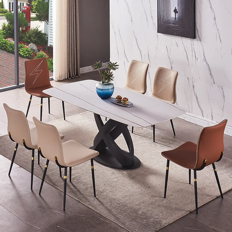 Легкий роскошный обеденный стол из шифера в современном минималистичном домашнем хозяйстве, небольшой квартире, прямоугольный обеденный стол высокого класса Изображение 2