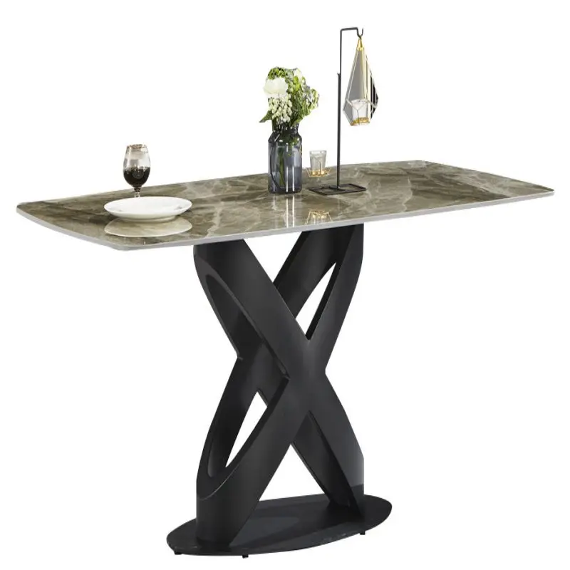Легкий роскошный обеденный стол из шифера в современном минималистичном домашнем хозяйстве, небольшой квартире, прямоугольный обеденный стол высокого класса Изображение 4