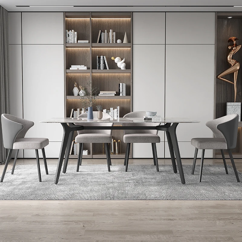 Итальянский обеденный стол и стулья из светлого сланца Pandora Stone, Современный минималистичный дизайн, высококачественная гостиничная мебель FGM Изображение 3