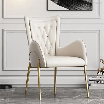Nordic Light Роскошный обеденный стул Домашний стул для макияжа Современный минималистичный стул для гостиной столовой со спинкой Стул для учебы