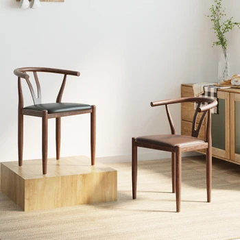 Nordic Lounge Офис Усовершенствованный дизайн стула Спальня для взрослых Современный деревянный стул Кожаный Роскошный Креативный шезлонг Домашний сад