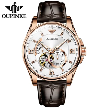 OUPINKE Ведущий бренд международной моды, мужские часы с автоматическим управлением, водонепроницаемые мужские роскошные часы с сапфировым зеркалом
