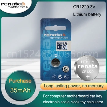 Renata CR1220 CR 1220 Литиевая Батарея 3V Для Игрушечных Часов С Дистанционным Управлением DL1220 BR1220 ECR1220 GPCR1220 Кнопка Монетная Ячейка