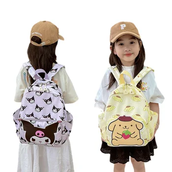 Sanrios Аниме Детский рюкзак Kawaii Мультфильм MyMelody Cinnamoroll Kuromi Оксфордский рюкзак с принтом Милая Школьная сумка для детского сада в подарок