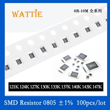 SMD резистор 0805 1% 121K 124K 127K 130K 133K 137K 140K 143K 147K 100 шт./лот микросхемные резисторы 1/8 Вт 2.0 мм* 1.2 мм