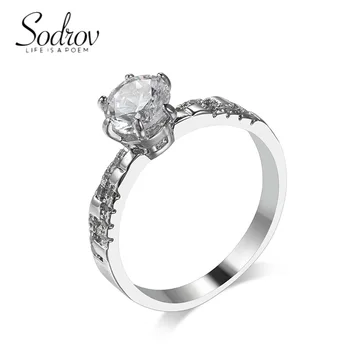 SODROV Классические Обручальные кольца с прозрачным Цирконием для женщин, Свадебные украшения в подарок