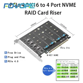 Адаптер PCIE 4.0 NVME PCI Express x16 на 4 порта M.2 M-Key NVME SSD Карта расширения Riser Full Speed 256G Поддержка Bifurcation Raid