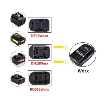 Адаптер для литий-ионного аккумулятора Makita/Bosch/Dewalt/Milwaukee M 18 18V к Аккумуляторному инструменту for Worx 4PIN Используйте DM18WORX