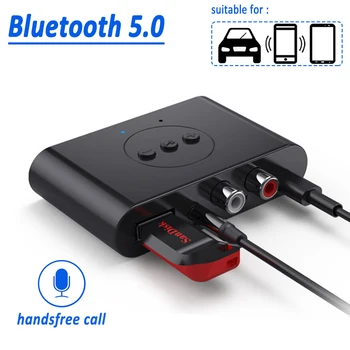 Аудиоприемник Bluetooth 5.0 U-диск RCA 3,5 мм 3,5 AUX Разъем Беспроводной адаптер для стереомузыки с микрофоном для автомобильного комплекта Усилитель динамика