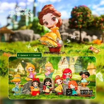 Аутентичная серия Disney Princess Fairy Tale Town Blind Box Милая Аврора Золушка Настольное Украшение Куклы Игрушки Подарок Оптом
