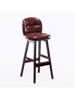 Барный стул из массива дерева, Скандинавский барный стул, Высокий табурет, Барный стул с бытовой спинкой, Креативный кофейный стул в стиле Ретро, Барный стул на стойке регистрации