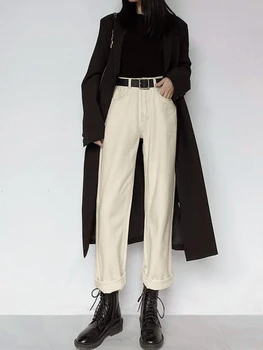 Джинсы Женские 2023, Модные осенние Новые однотонные универсальные джинсы, Темпераментные повседневные брюки большого размера, трендовая Корейская женская одежда
