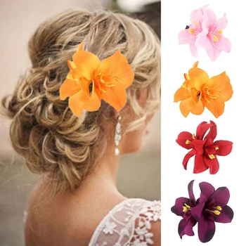Заколки для волос с цветами Гавайской орхидеи для девочек, Пляжный Свадебный Цветок, Боковой зажим, Свадебная Шпилька, Женская Заколка, Модные Аксессуары для волос